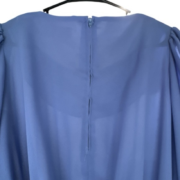 Johnny Appleseed's Sheer Scalloped Neckline Long Sleeve Periwinkle Dress Size 14 - Picture 4 of 9